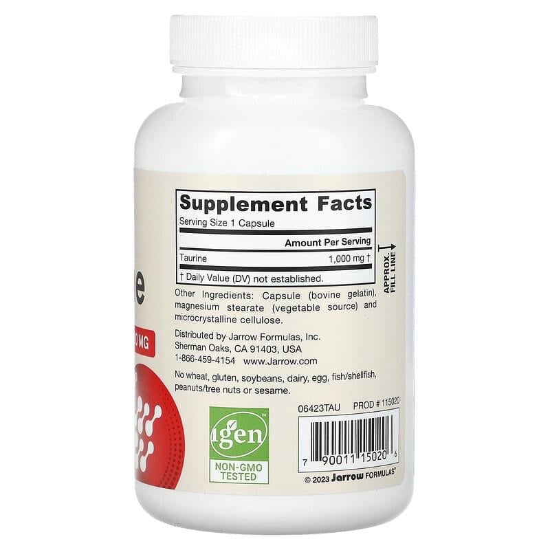 Тaурин Jarrow Formulas Taurine 1000 мг для увеличения уровня энергии 100 капс. - фото 2 Тaурин Jarrow Formulas Taurine 1000 мг для увеличения уровня энергии 100 капс. - фото 2