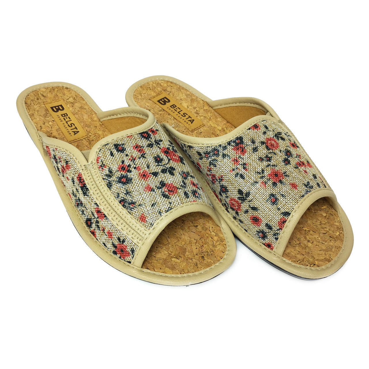 Домашние тапочки женские БЕЛСТА открытые коттон р. 39 24,5-25 см Бежевый (1-46-бежевый-3)