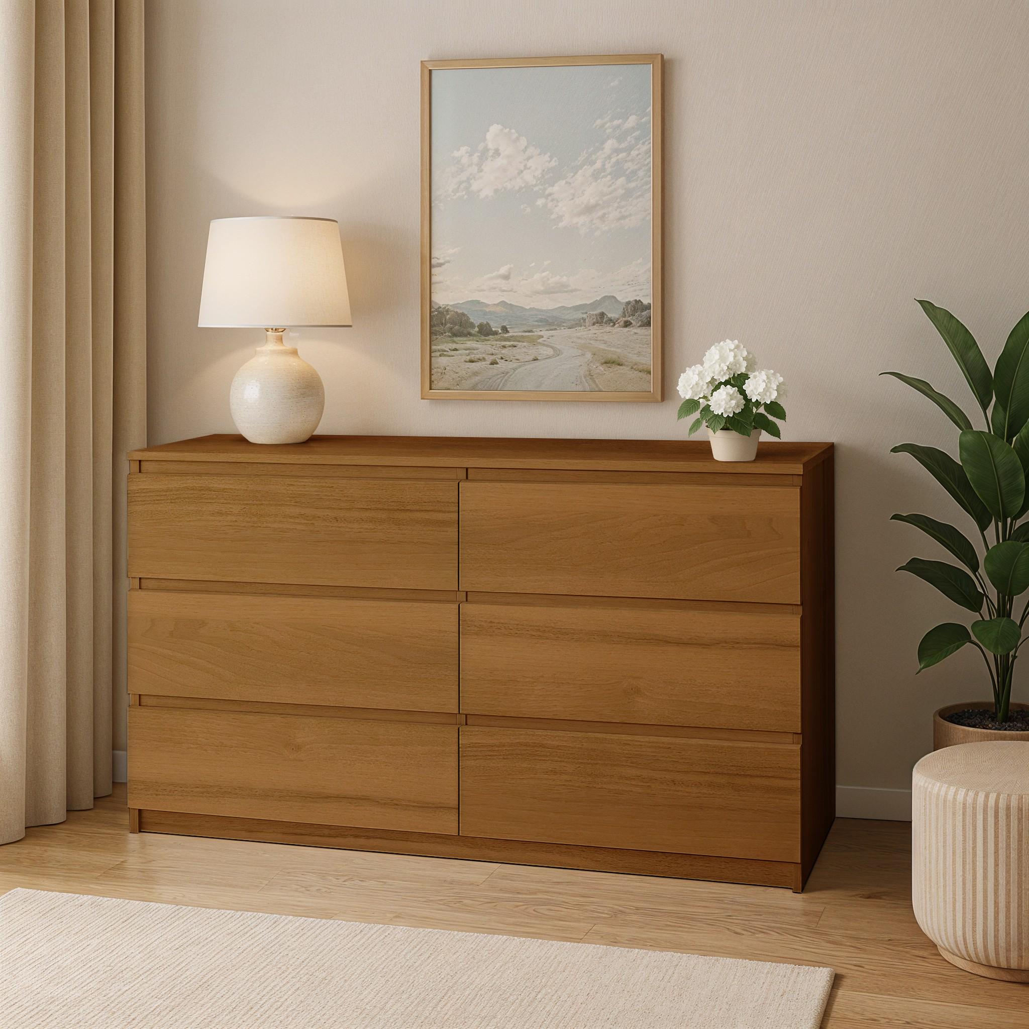 Комод на 6 ящиков без ручек Kvatro 130 1300х400х750 мм Орех Эксклюзив - фото 1 Комод на 6 ящиков без ручек Kvatro 130 1300х400х750 мм Орех Эксклюзив - фото 1