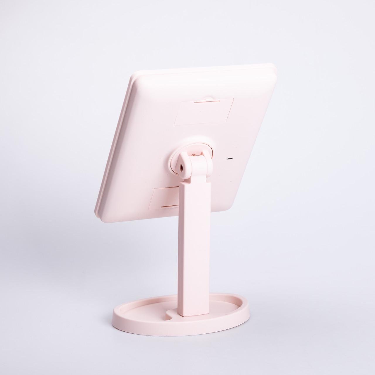 Дзеркало настільне косметичне для макіяжу 16 LED 21х16 см Рожевий (6878) - фото 4 Дзеркало настільне косметичне для макіяжу 16 LED 21х16 см Рожевий (6878) - фото 4