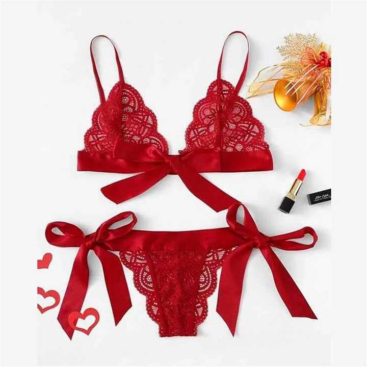 Комплект нижньої білизни еротичної на зав'язках One size (K1003-2)