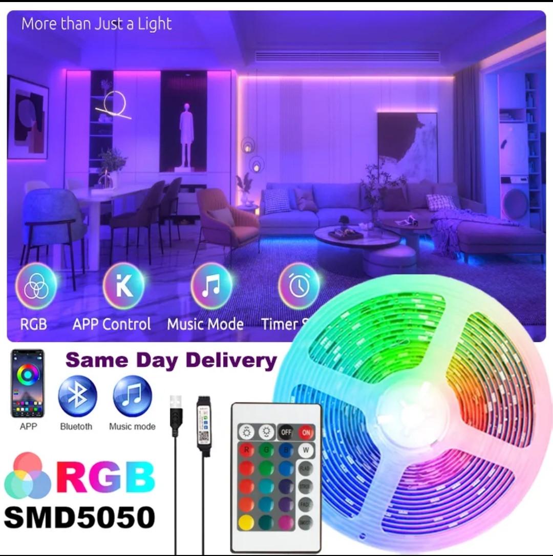 Світлодіодна стрічка з пультом та керування з телефону USB RGB 5 м (RGB5050) - фото 4