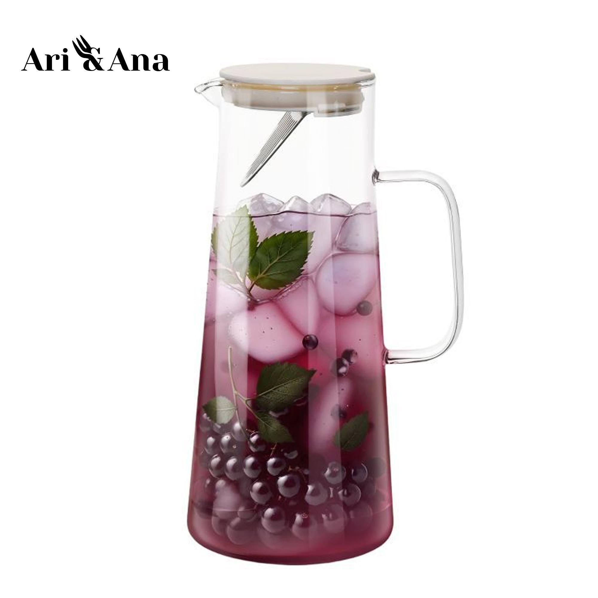 Кувшин стеклянный с пластиковой крышкой с ручкой 1,35 л Прозрачный (30370834) - фото 10