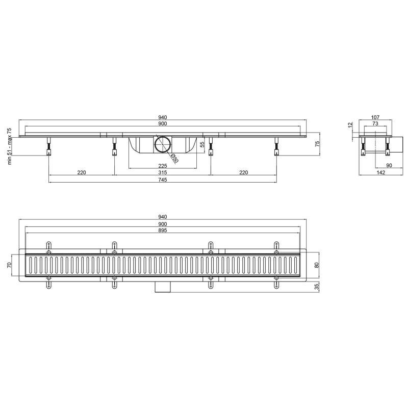 Трап для душу лінійний Q-tap Dry FB304-900 із сухим затвором (SD00034834) - фото 6