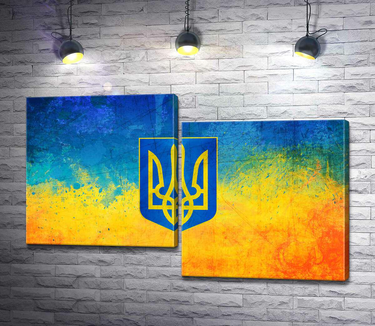 Модульная картина ArtPoster Государственный герб Украины на желто-голубом фоне 100x64 см Модуль №5 (003328)