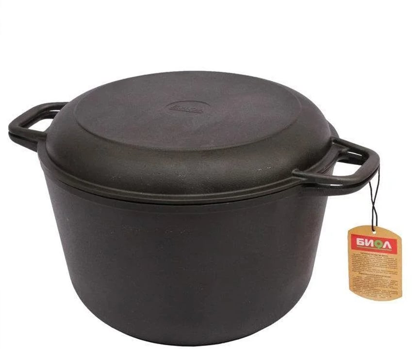 Чугунная кастрюля Биол с крышкой-сковородой 4 л