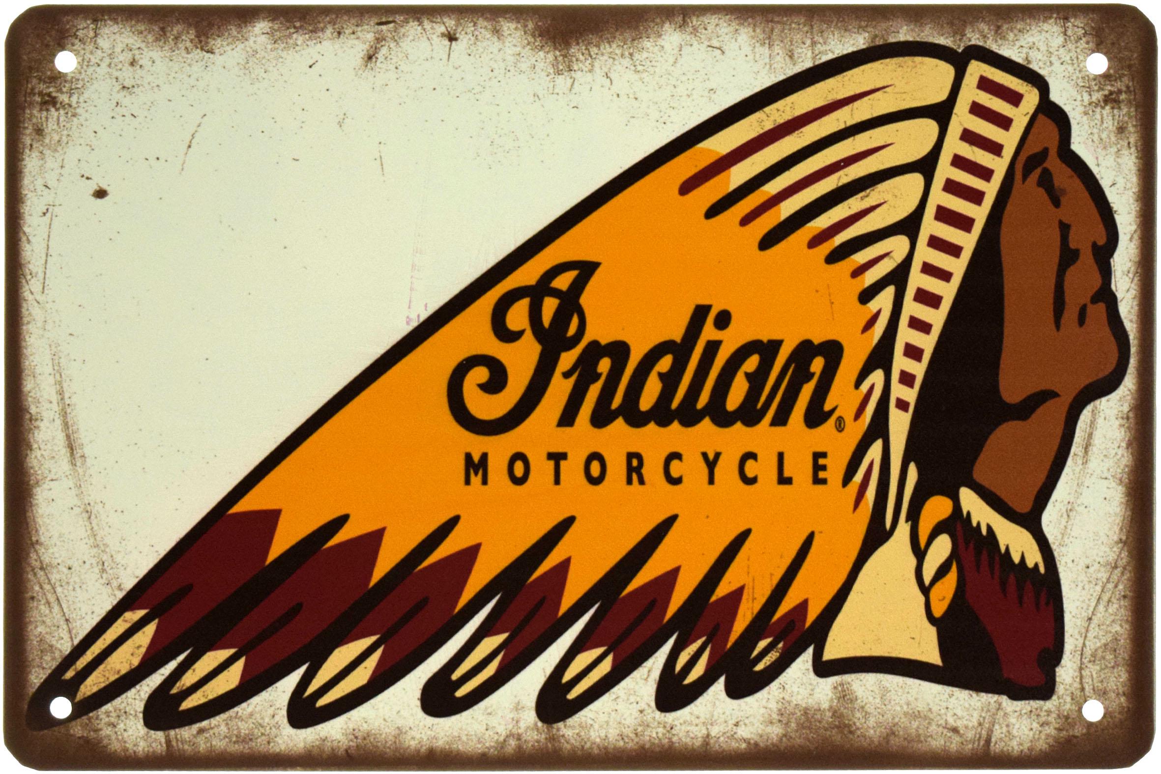 Табличка металлическая Indian Логотип Белый Фон 20x30 см