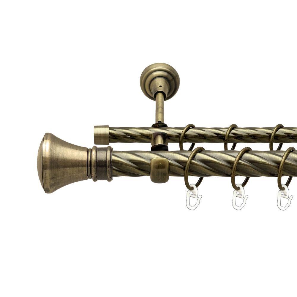 Карниз для штор Orvit Люксор двухрядный скрученный 25\16 мм 240 см Антик (00-00018071)