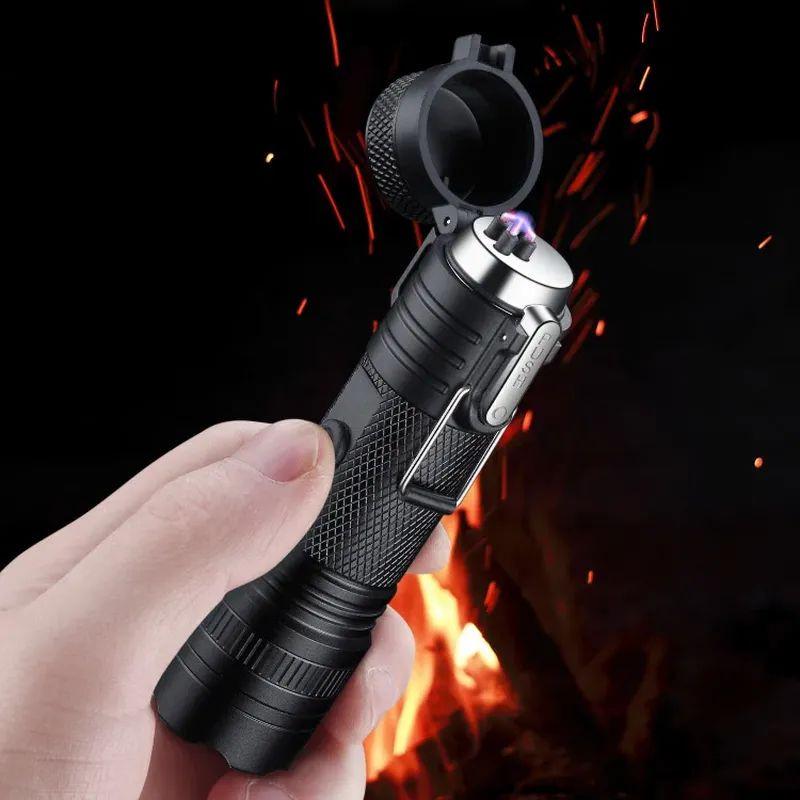 Запальничка металева водонепроникна USB з ліхтариком/з вбудованим акумулятором/електроімпульсна 2 дуги Чорний - фото 5