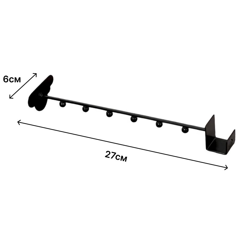 Настінна вішалка-органайзер 6 гачків 27x6 см Чорний - фото 3