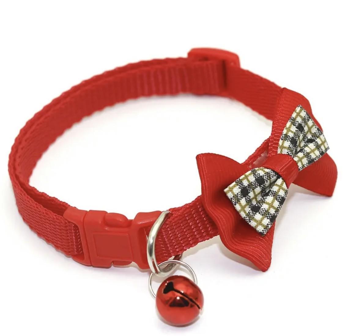 Ошейник для собак и кошек Paradise с бабочкой и колокольчиком 19-32 см Red (3434)