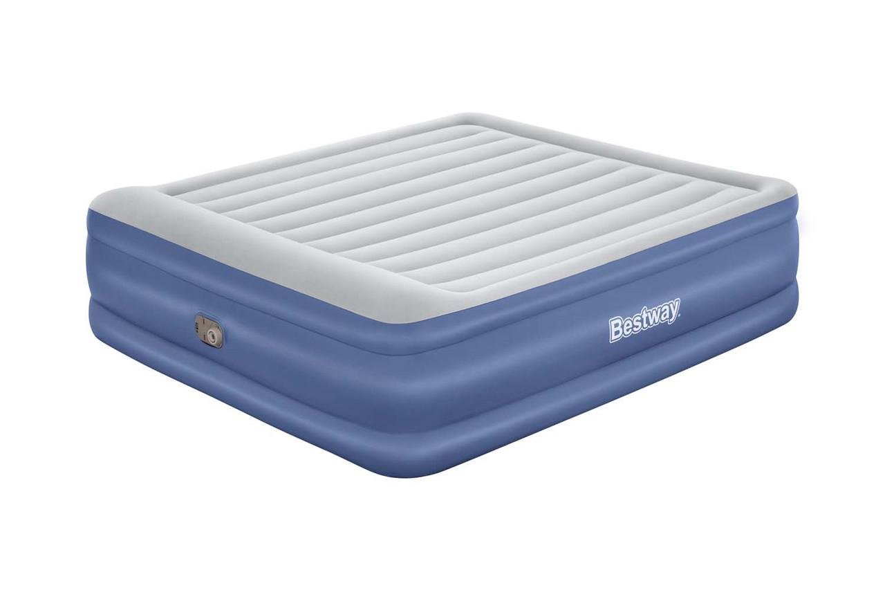 Надувной матрас с электронасосом и подголовником двуспальный Bestway 203х193х56 см (67692)