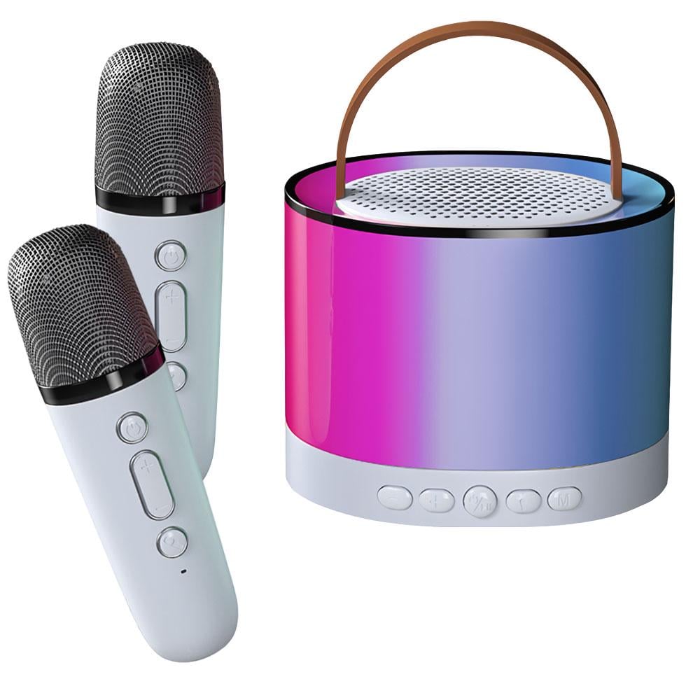 Колонка портативная K52 с Bluetooth и 2 караоке микрофонами RGB подсветка Белый Колонка портативная K52 с Bluetooth и 2 караоке микрофонами RGB подсветка Белый