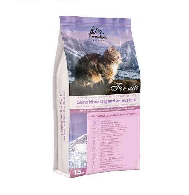 Корм Cat Carpathian Pet Food Sensitive Digestive System для котів з чутливою системою травлення 1,5 кг (2604491909)