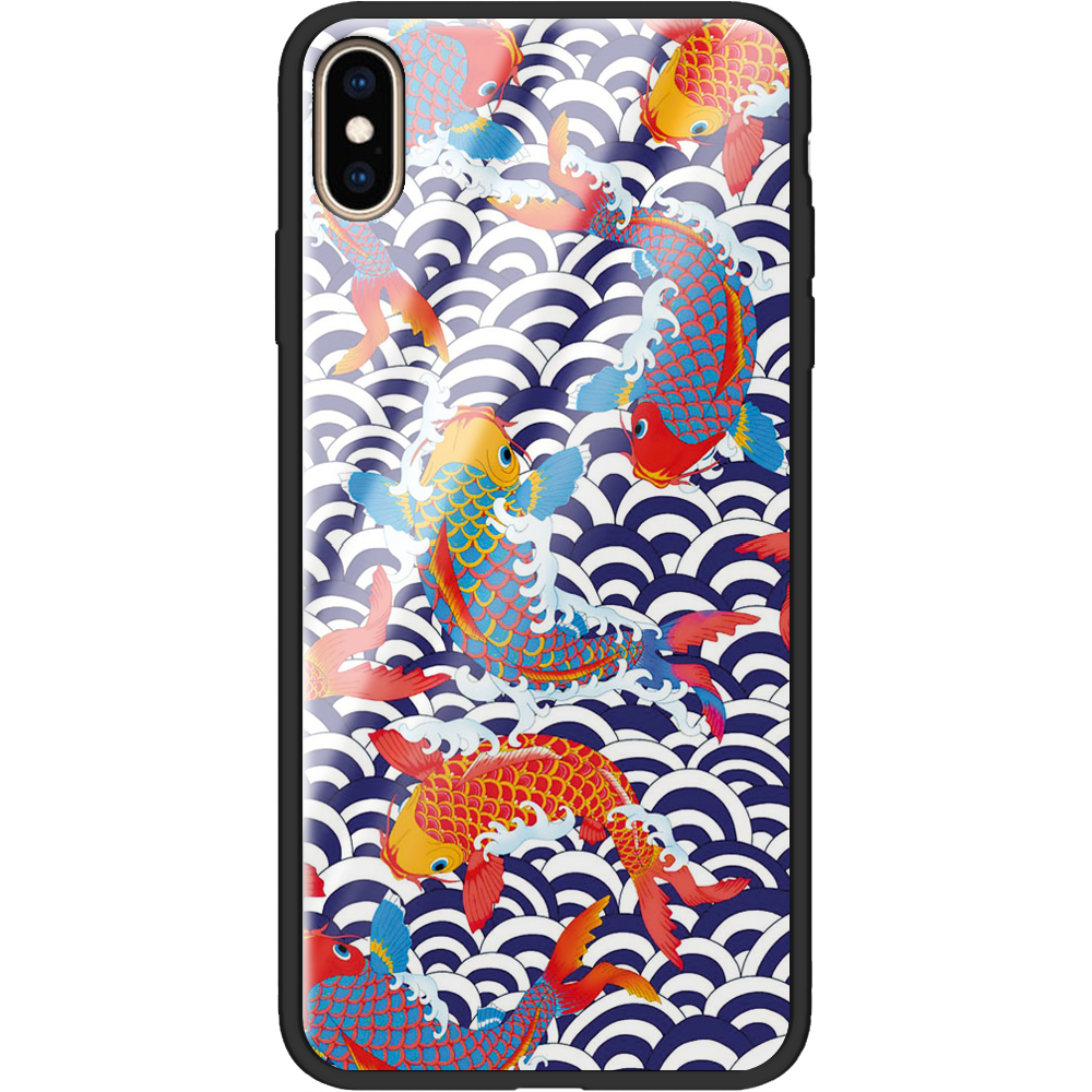 Чехол Boxface iPhone XS Max Koi Fish Черный силикон со стеклом (35321-up2477-37735)