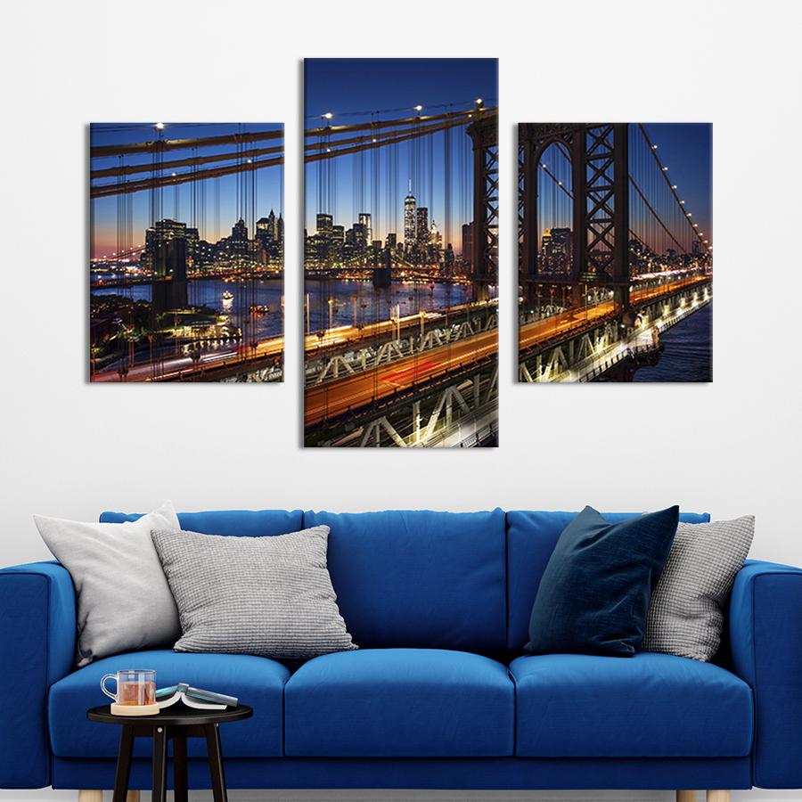 Картина для интерьера Бруклинский мост - символ Нью-Йорка 66x40 см (347-32)