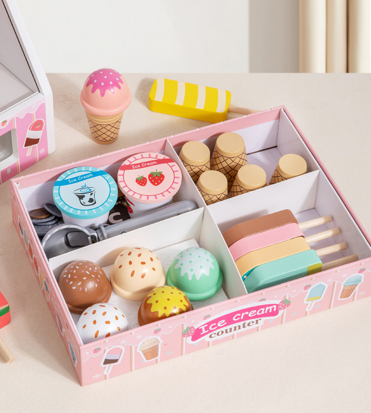 Дитячий ігровий набір Cream Counter Морозиво дерев'яний Ice (133) - фото 6 Дитячий ігровий набір Cream Counter Морозиво дерев'яний Ice (133) - фото 6