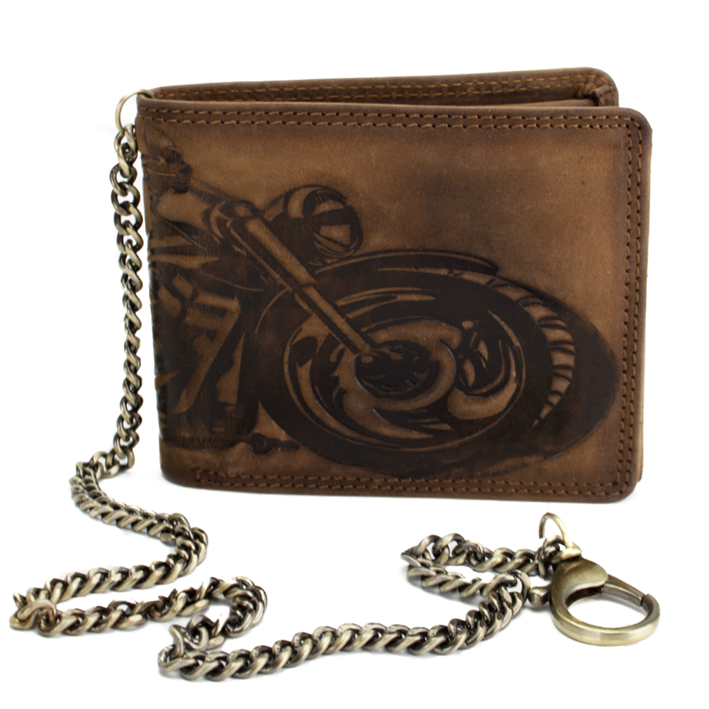 Чоловіче шкіряне портмоне Always Wild N992C-VIN-M Мотоцикл Коричневий