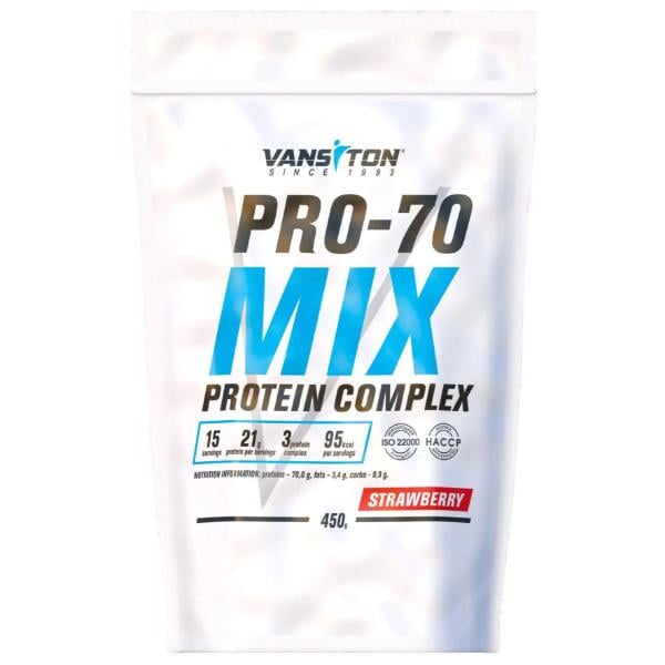 Протеїн Vansiton Pro-70 Mix Strawberry 450 г/15 порцій (23505766)