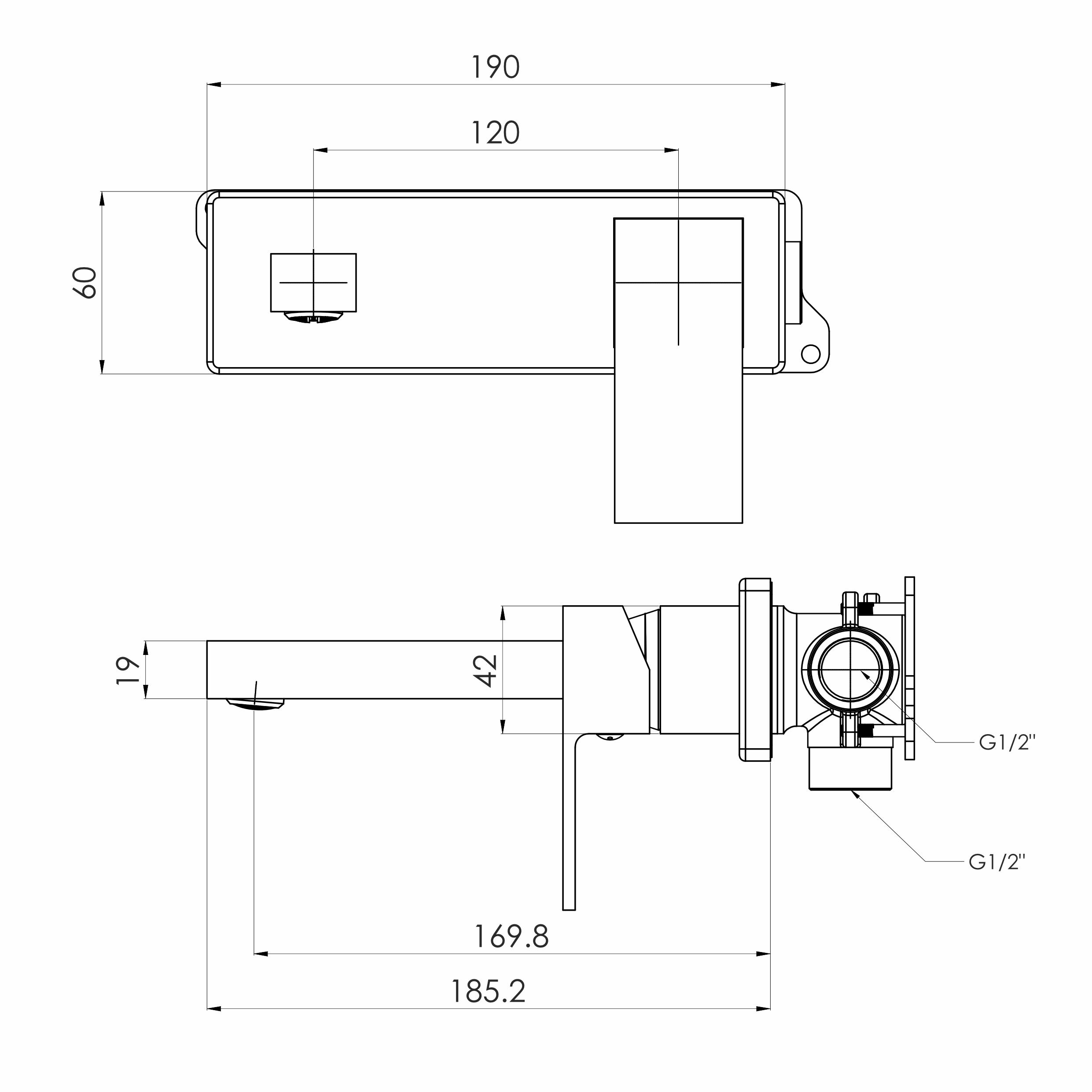 Смеситель для умывальника Imprese KARLOV f03507601AC настенный однорычажный Хром (224656) - фото 2