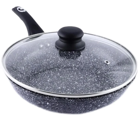 Сковородка с крышкой Benson BN-516 с антипригарным покрытием 26 см Серый (14424827)