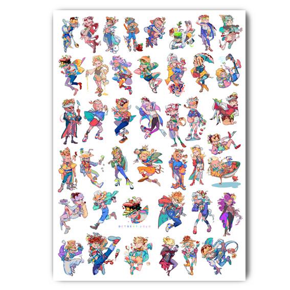 Стикеры наклейки аниме Невероятные приключения ДжоДжо А3 лист (stik_165)