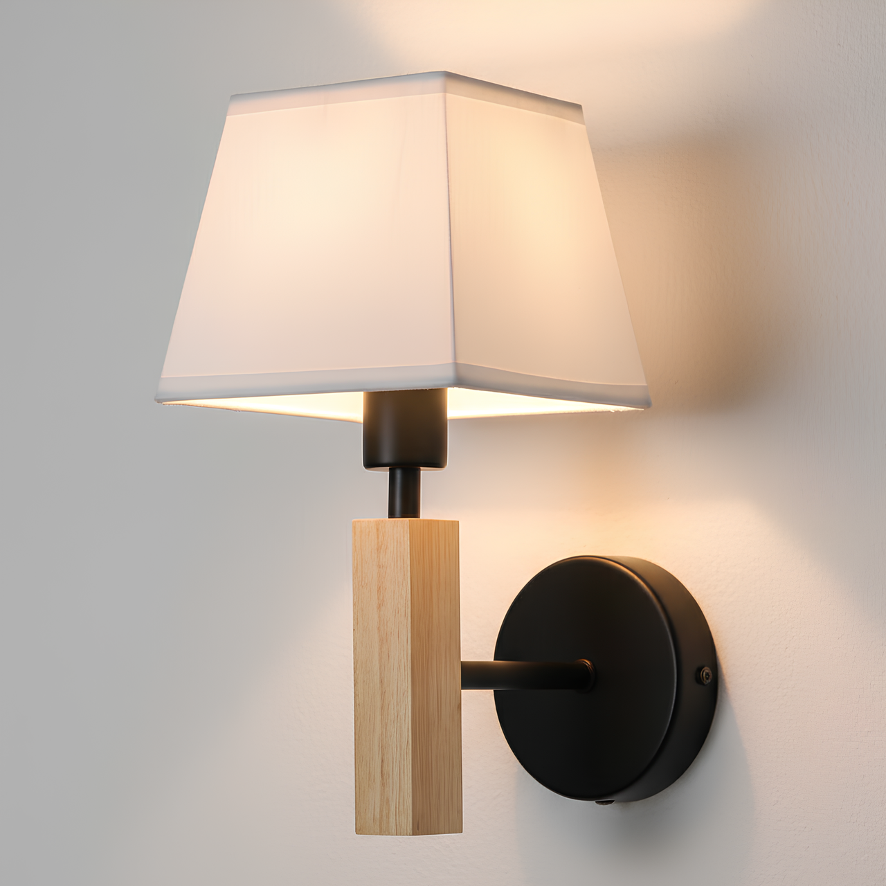 Бра Valeso з металево-деревʼяним плафоном під одну лампу Е27 Чорний (V15-1B BK)