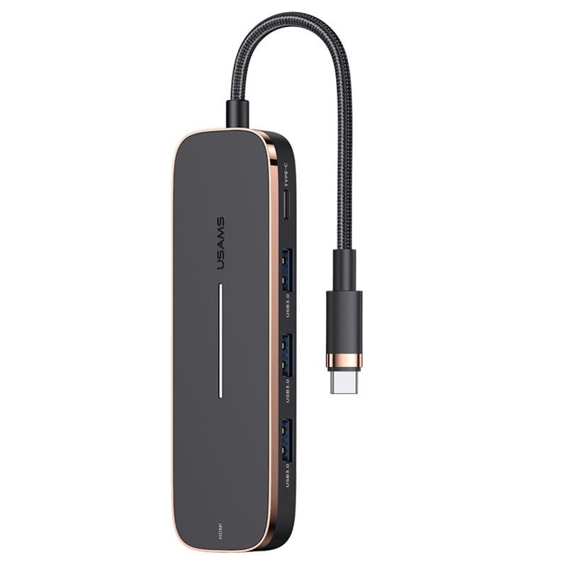 Переходник HUB Usams US-SJ578 5in1 Multifunctional Type-C to 3USB/Type-C/HDMI ports Черный (00000063728_1)