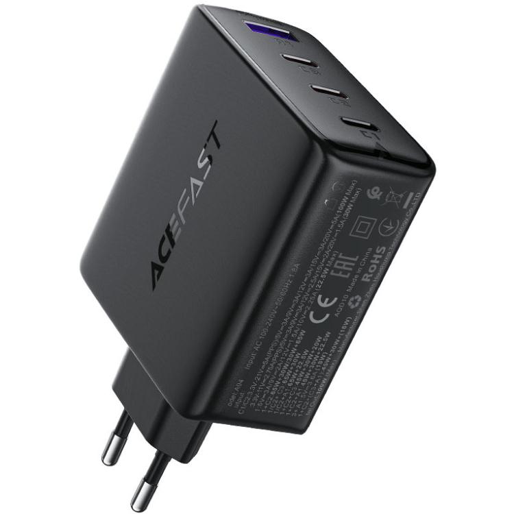 Зарядное устройство Acefast A94 100W 3xType-C 1xUSB Gan Fast Charger Black (6974316283133)