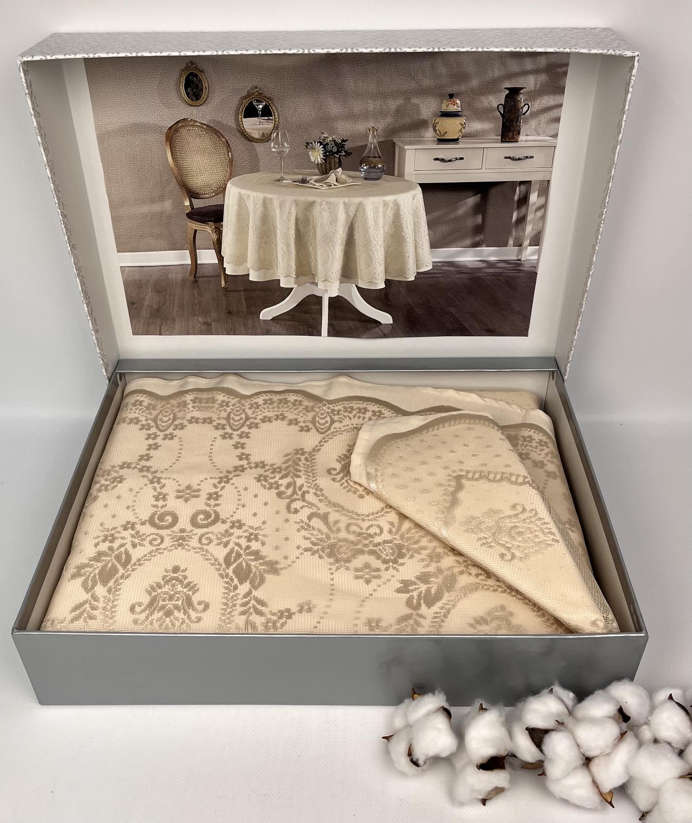 Комплект скатертей Maison D'or Marinella T.Cloth Set d 180/170 см + 12 салфеток Beige (CN25500)