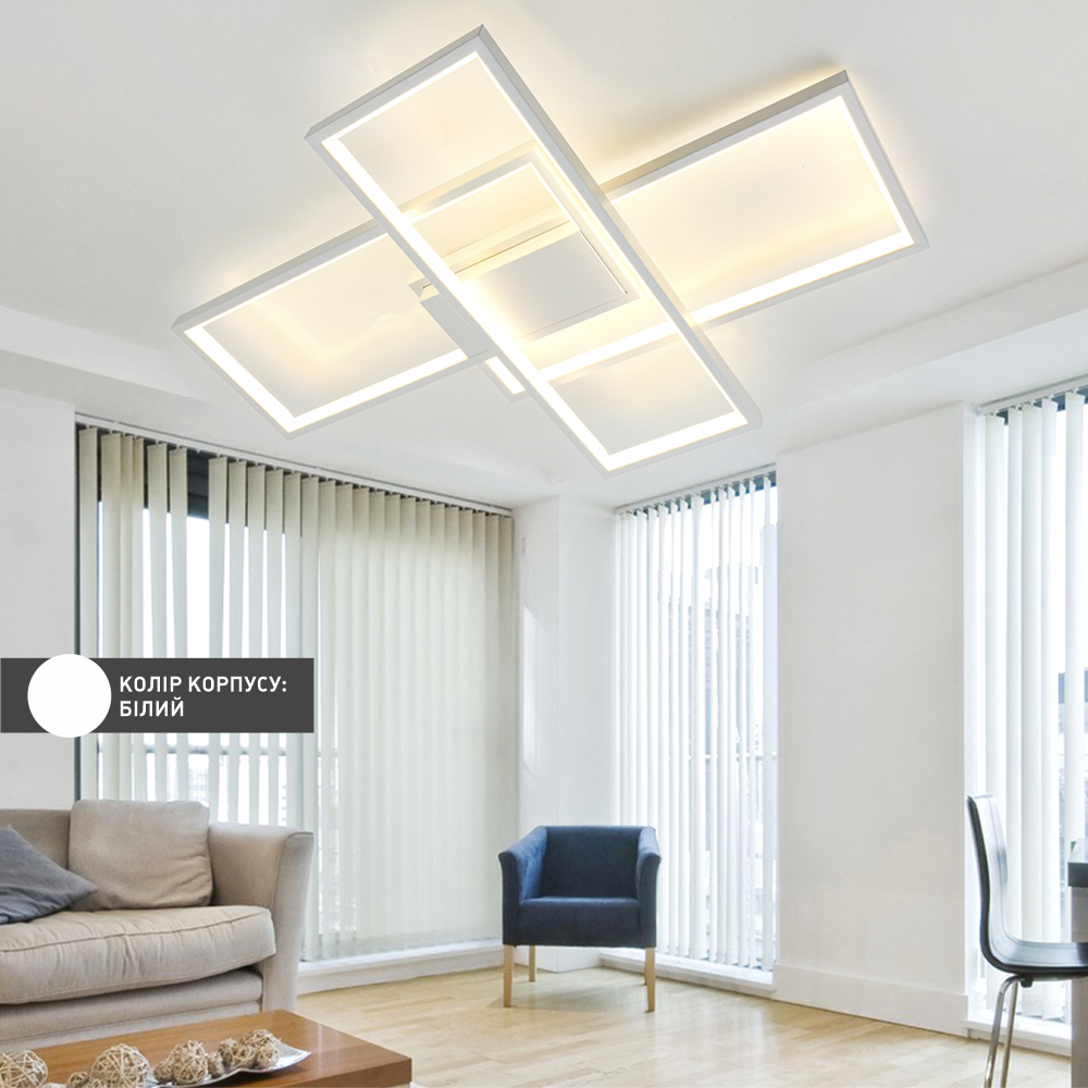 Люстра ESLLSE SVEN 3S 85 Вт LED з пультом 690x470x80 мм Білий (10488) - фото 6