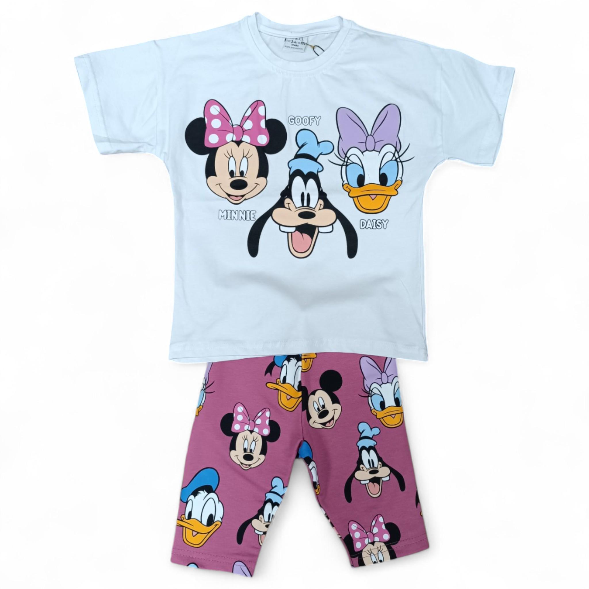 Костюм для девочки Joun Line Minnie Daisy и Coofy велосипедки с футболкой 104 см White (S_787801White/104)