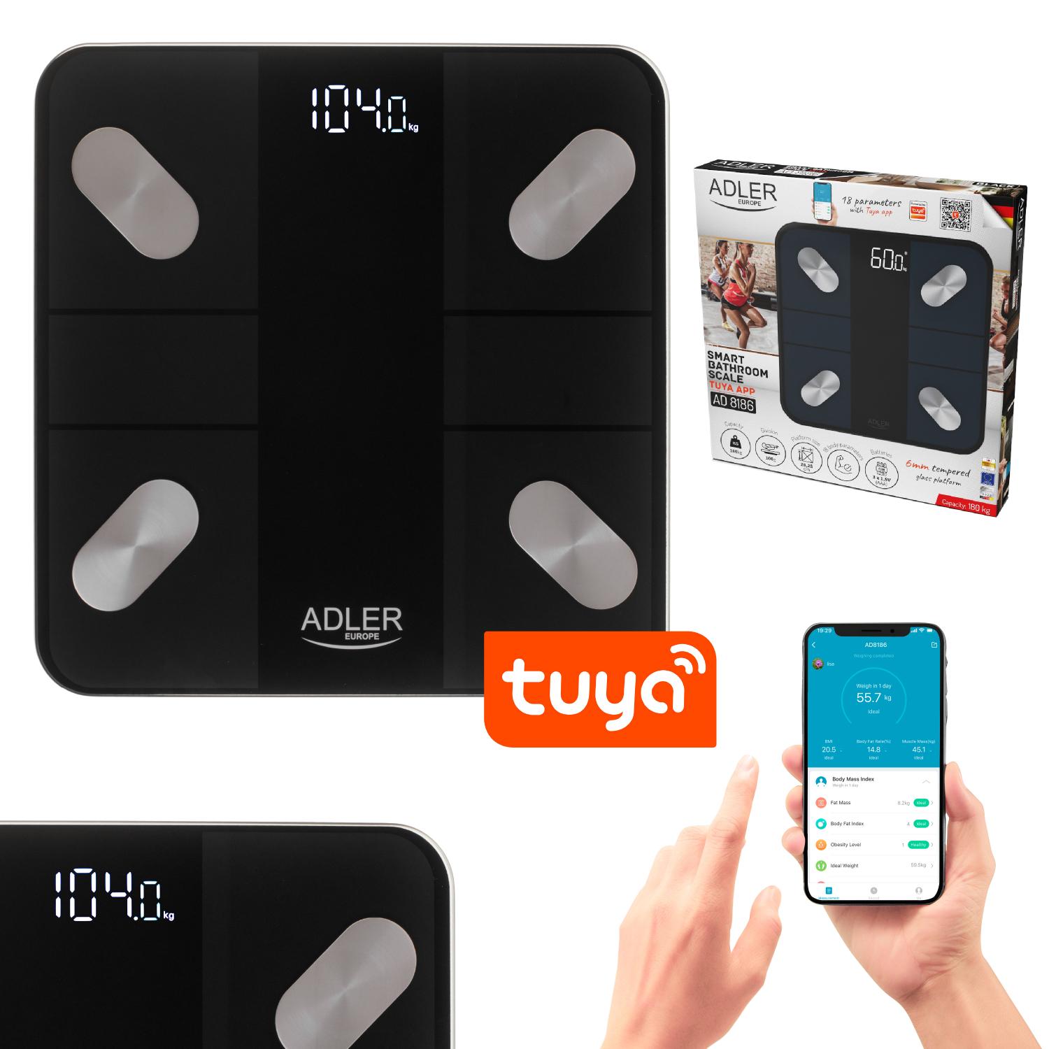 Ваги підлогові електронні Adler AD 8186 Smart до 180 кг 3хАААА автовимкнення Black (AD8186B) - фото 4