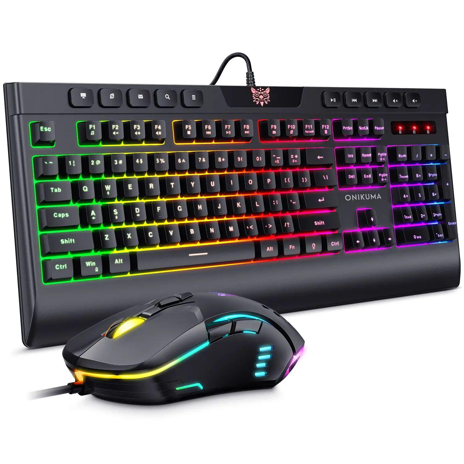 Набор клавиатуры и мышки проводных Gaming G21B 104 клавиши с английской раскладкой и RGB подсветкой Черный (opt-21129)