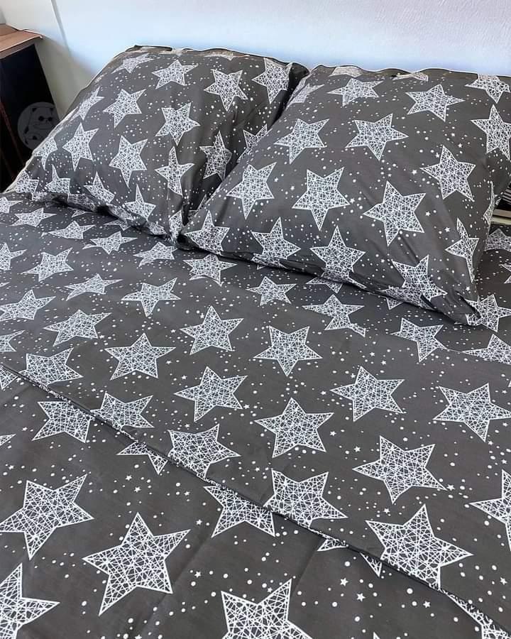 Комплект постельного белья Звезды из бязи полуторный 150x220 см Серый (БЗ-2342)