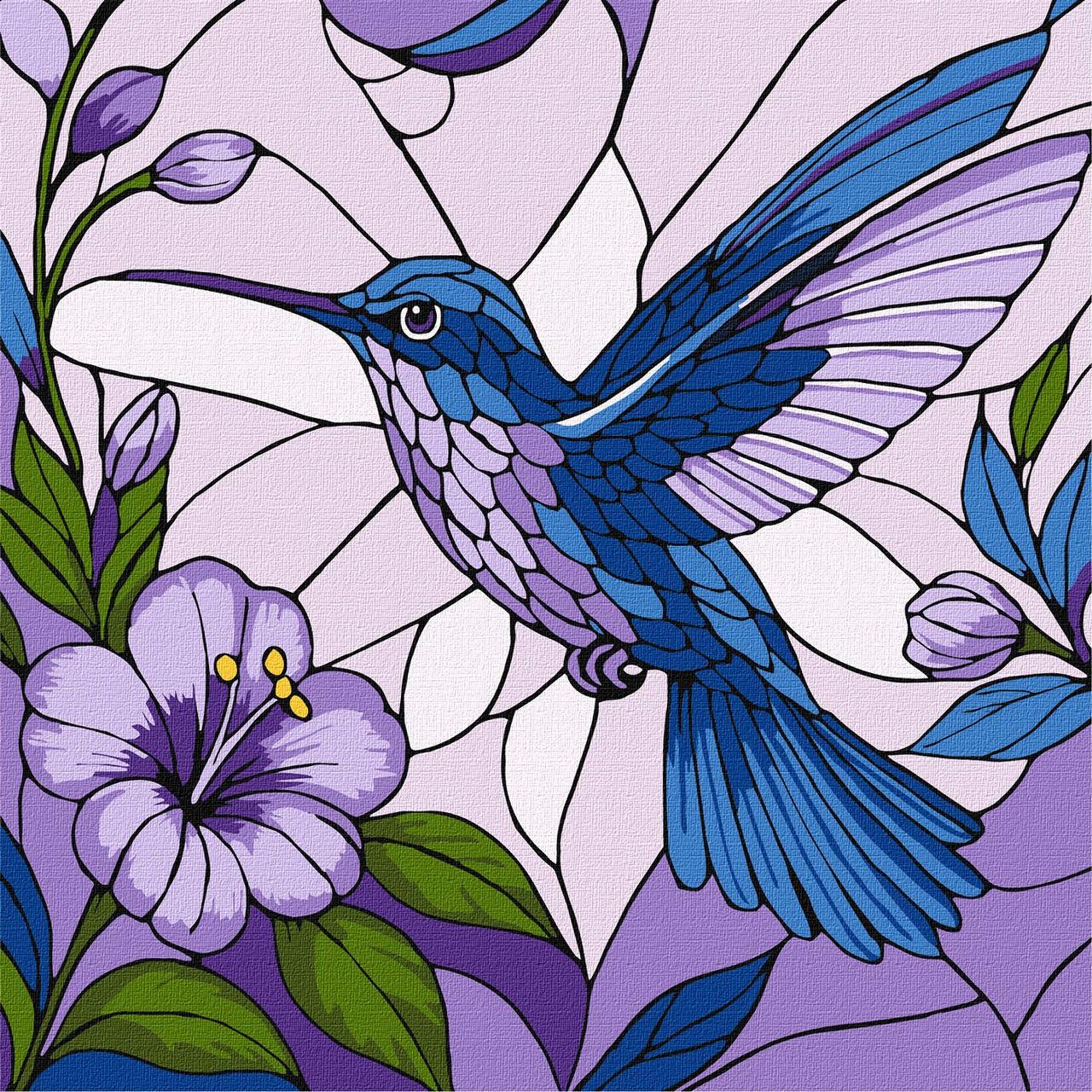 Картина за номерами Ideyka Вітраж Колібрі 30х30 см (2824290275)