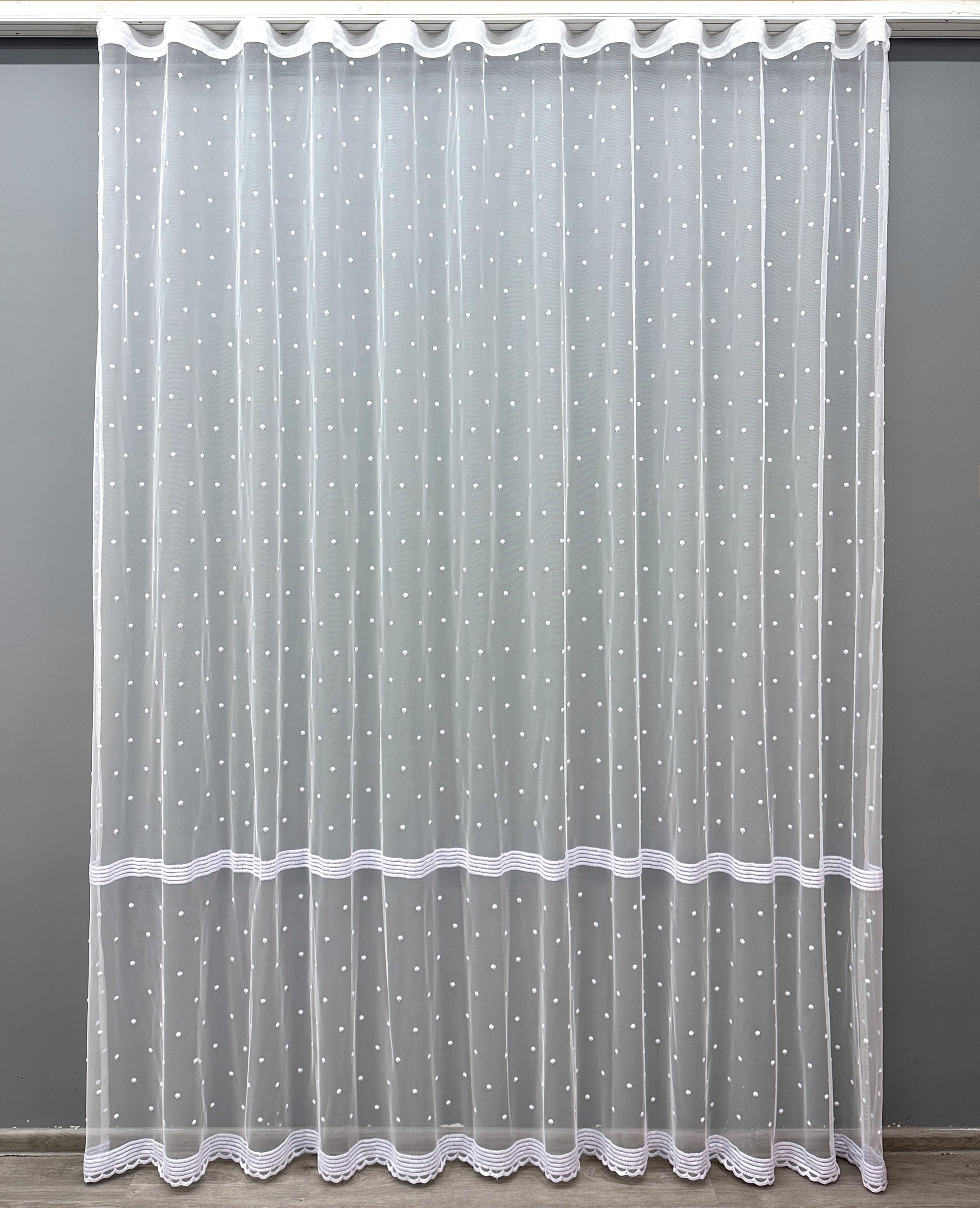 Тюль VR-Textil 1637т Грек-сетка с вышивкой и люрексом 300х270 см Белый холодный (42-0595)