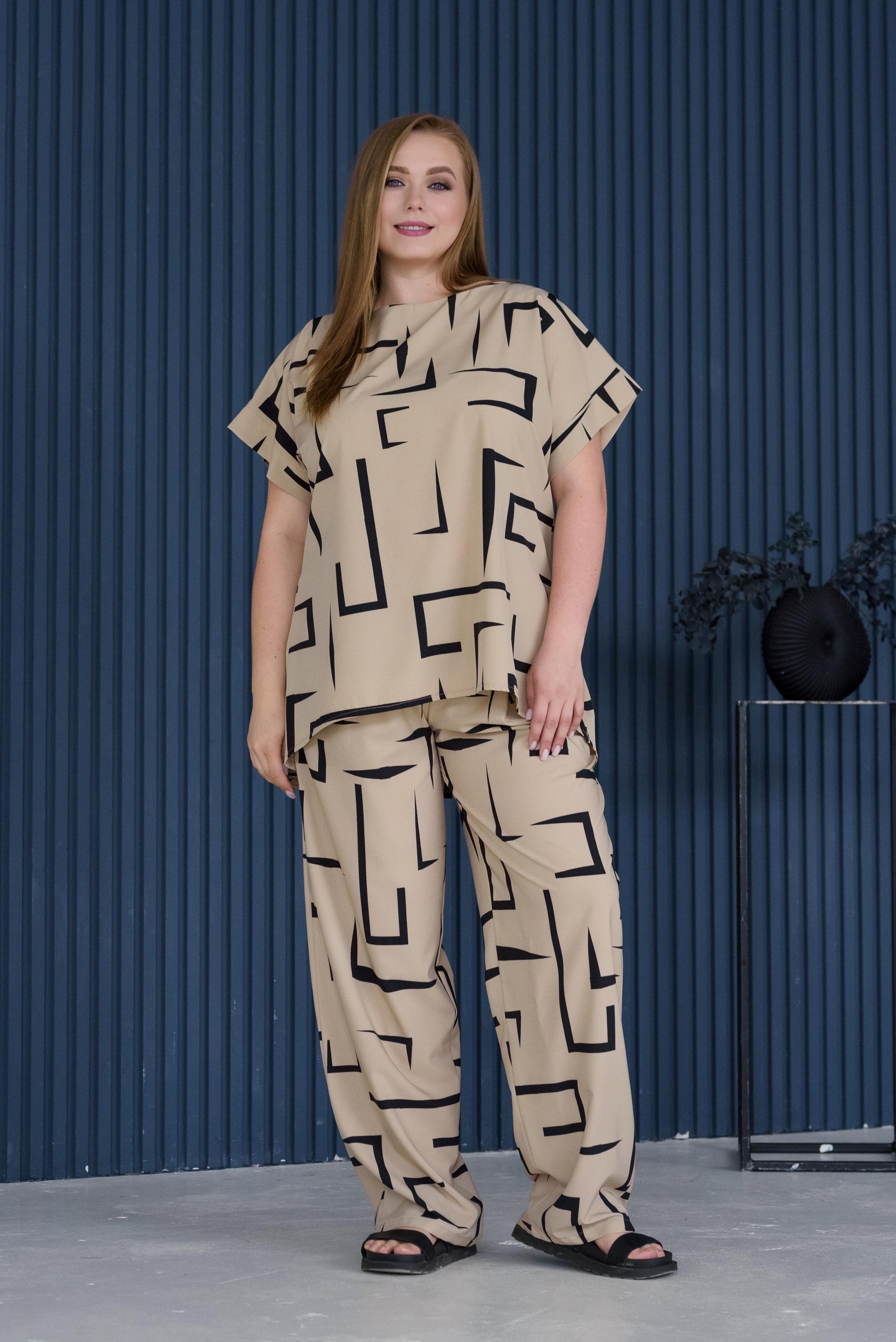 Костюм женский штапельный Альмина р. 60 Бежевый (26813257)