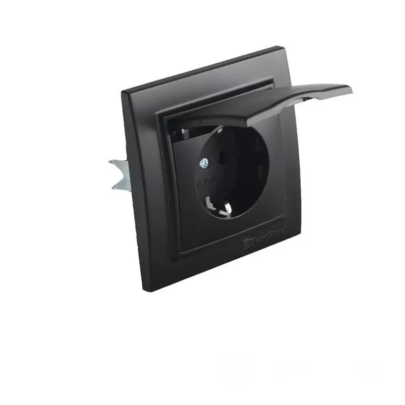 Розетка с крышкой ElectroHouse с заземлением IP44 16 A Графит (EH-2116-PG)