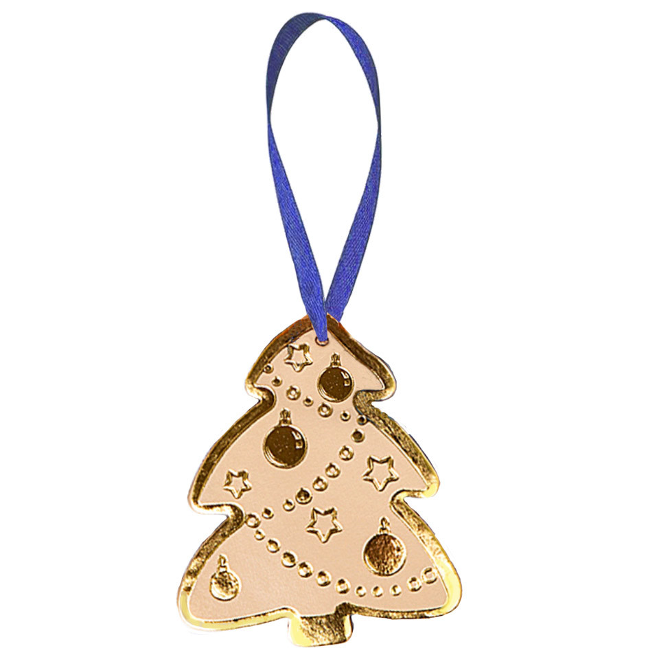 Новогодняя игрушка Елочка из натуральной кожи (Toy-Tree-White-Silver)