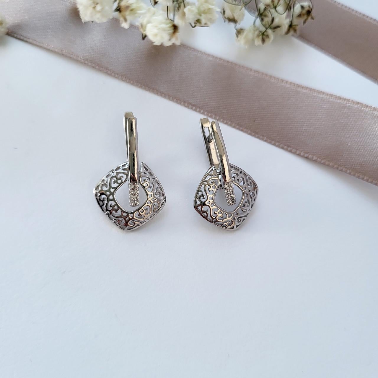 Серьги серьги с подвеской ажурное серебро 925 пробы родированное 3,00 г (5169р)