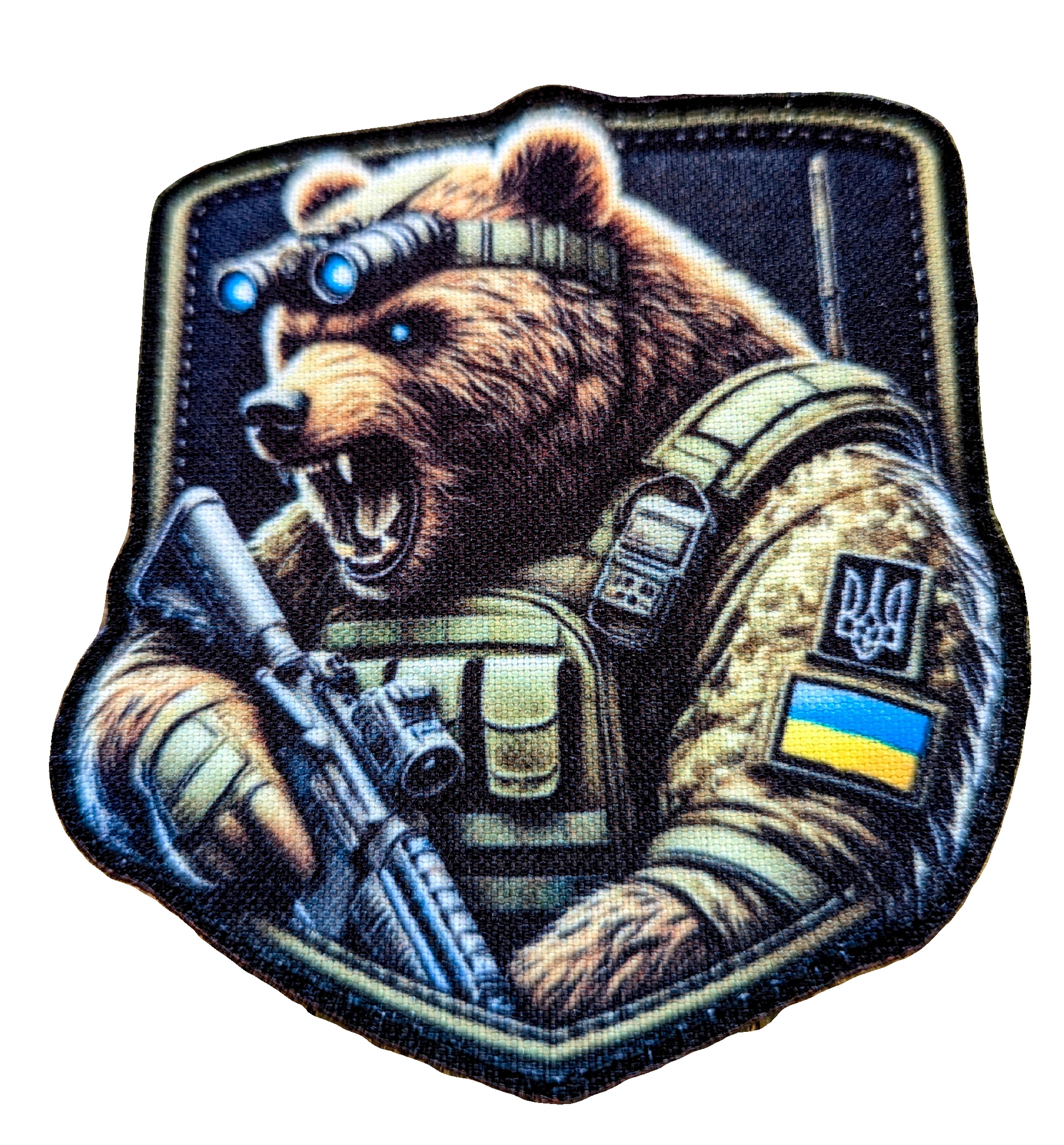 Шеврон-патч Бойовий Ведмідь з ПНБ фігурний на липучках (VEDMID1)