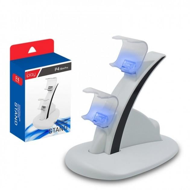 Зарядная станция Dual USB Charging Stand для геймпадов PlayStation PS4/PS4 Slim/PS4 Pro Dualshock 4 Белый