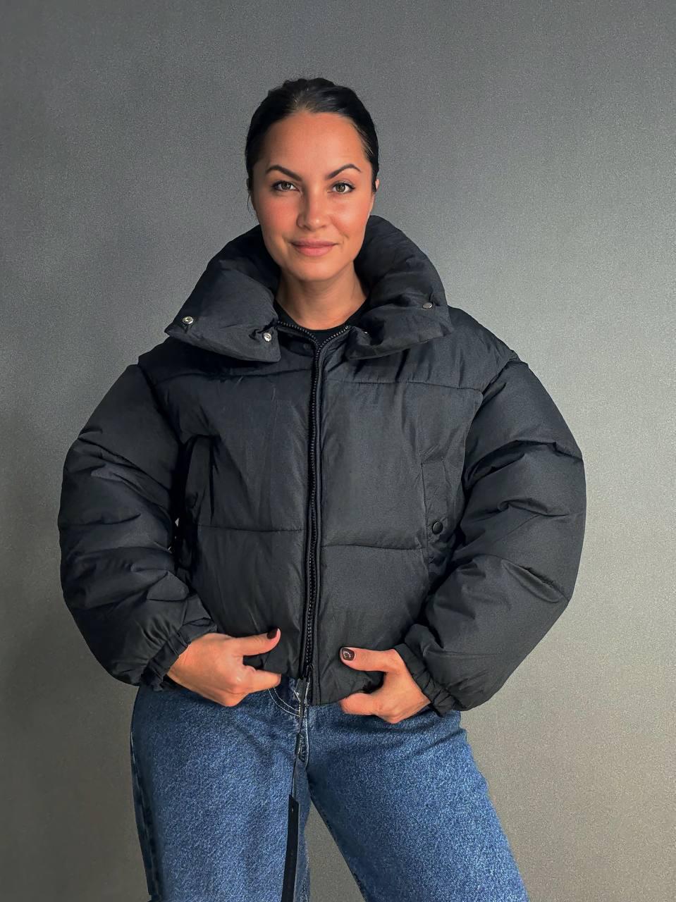 Куртка женская LADY YEP 10043 короткая на молнии с воротником р. 44 Черный (4826) - фото 6 Куртка женская LADY YEP 10043 короткая на молнии с воротником р. 44 Черный (4826) - фото 6