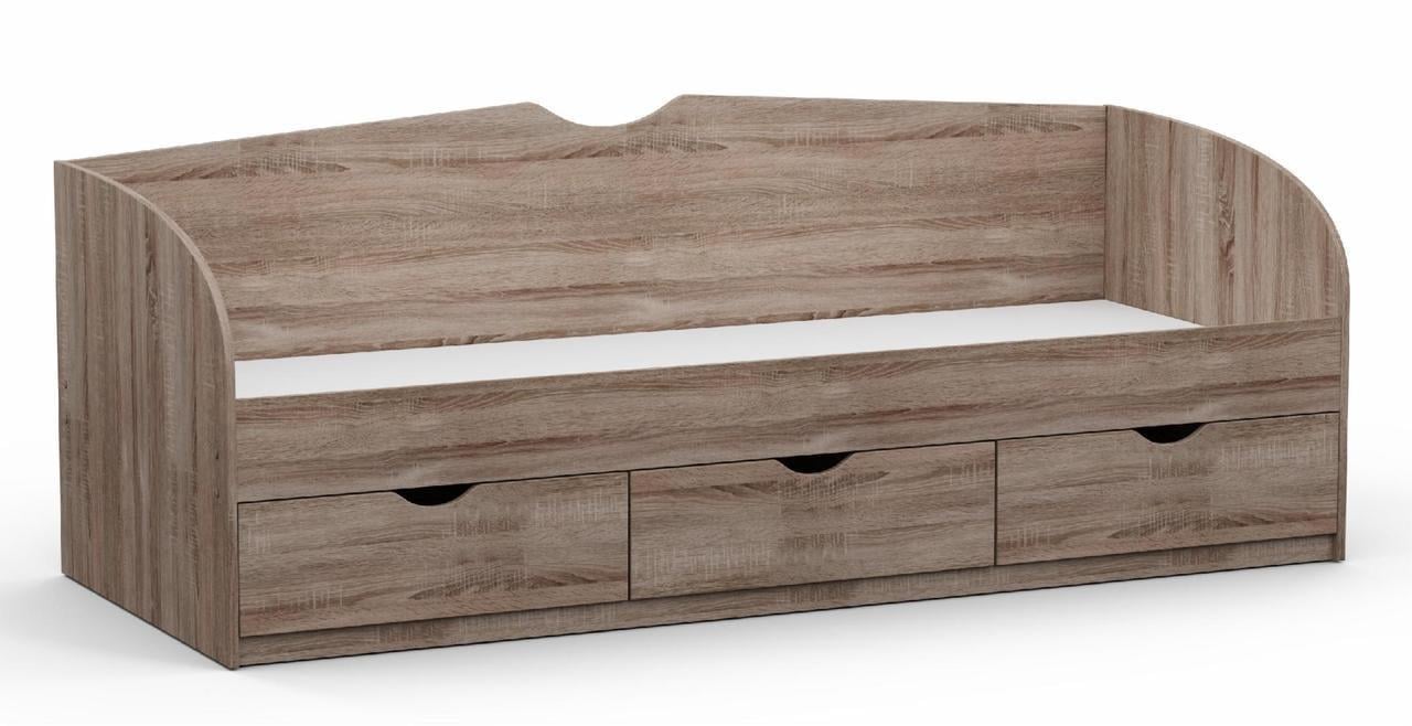 Ліжко односпальне Kontinent L-8 із шухлядами 80х200 см Дуб Сонома Трюфель (86221734)