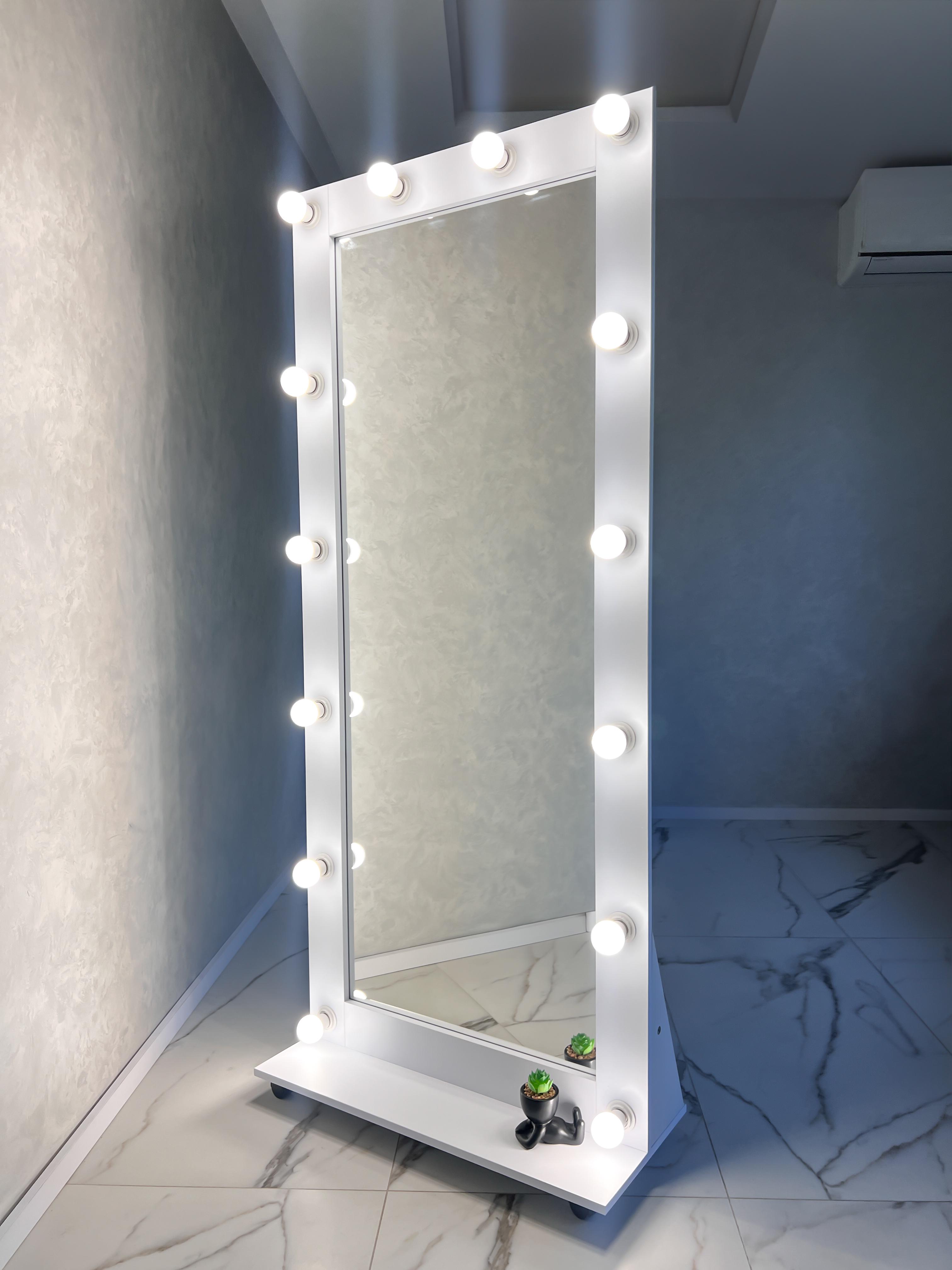 Дзеркало підлогове із лампочками NE14 800x300x1860 мм Білий Дзеркало підлогове із лампочками NE14 800x300x1860 мм Білий