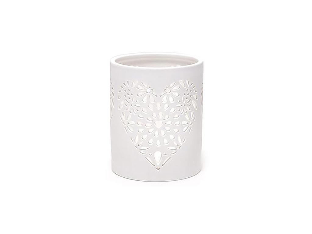 Подсвечник фарфоровый Ажур Сердце и Бабочка 11,5х11,5х13,8 см Белый (BD-794-C10-A1)