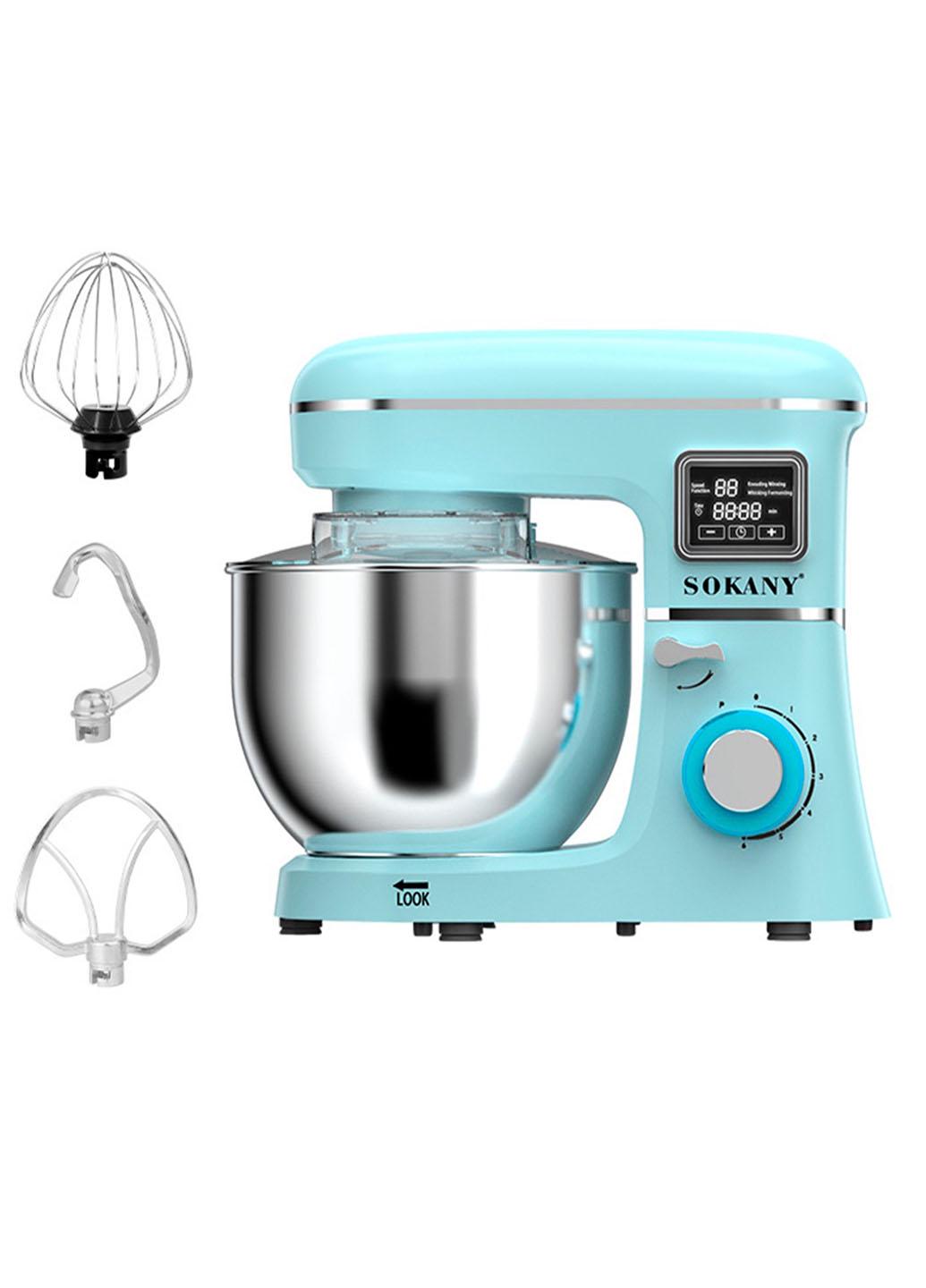 Миксер планетарный Sokany SK-277 с чашей из нержавеющей стали 6 режимов работы 1800 Вт 8 л Голубой (277L)