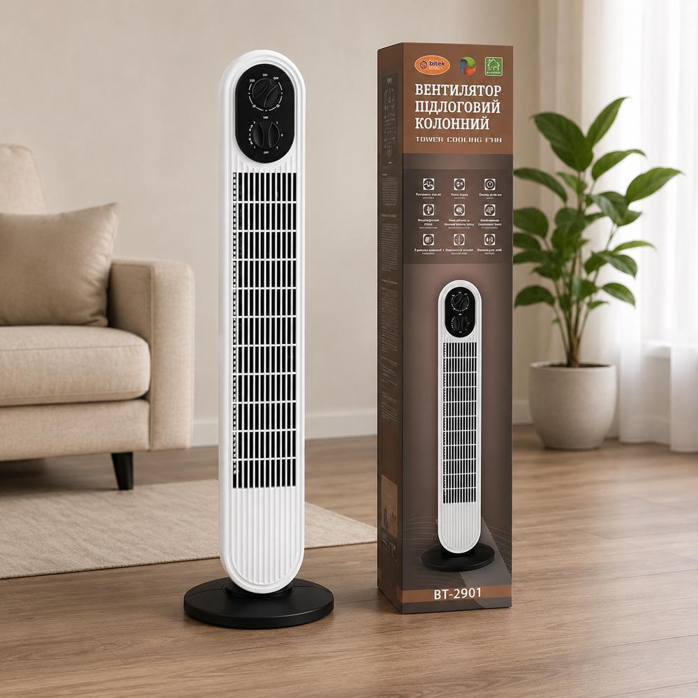 Напольный вентилятор колонный BITEK BT-2901 500W 3 скорости/таймер 74 см (35957915)