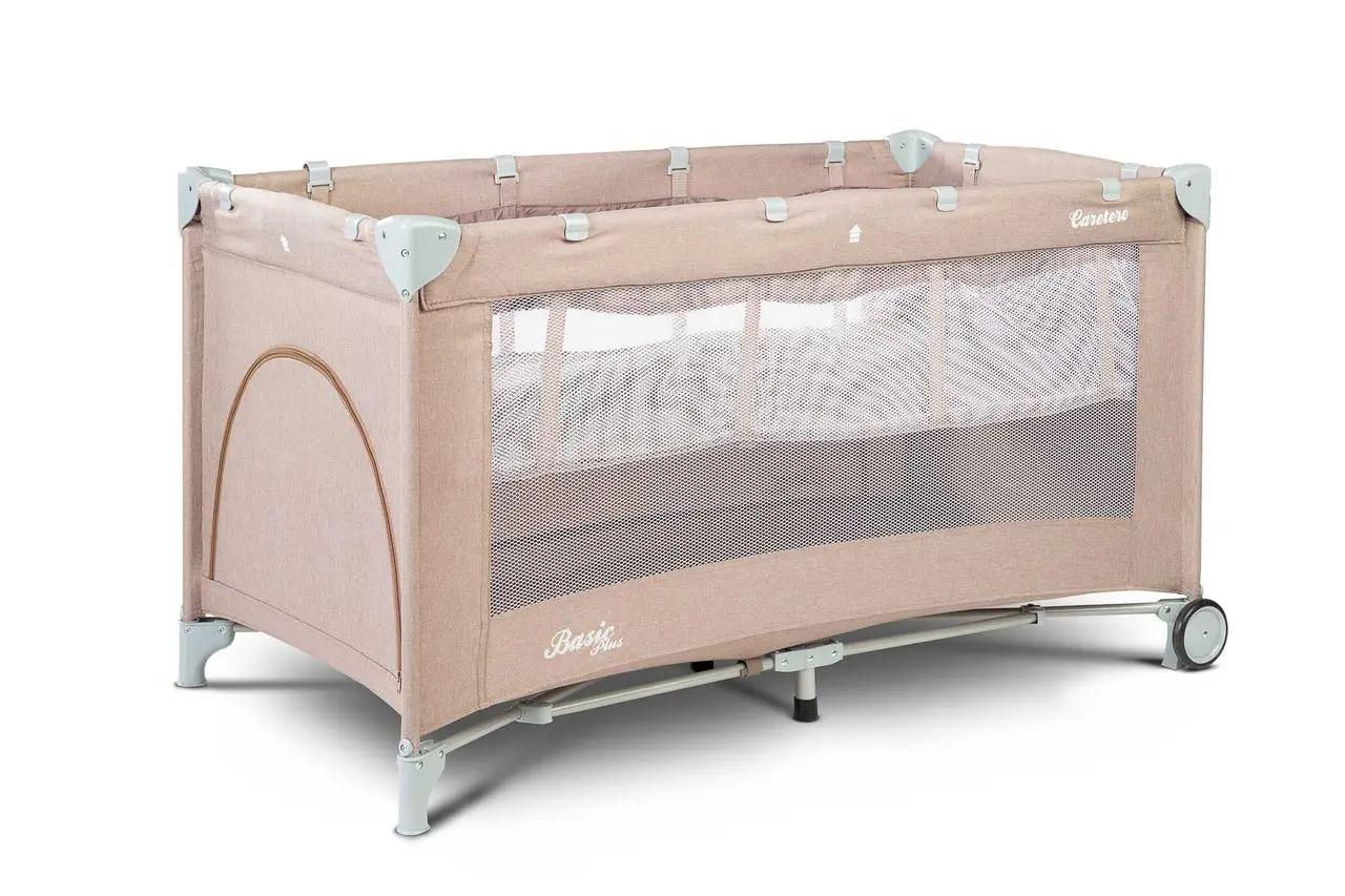 Дитяче ліжко манеж Caretero Basic Plus 122х66х76 см Бежевий + сумка (159308) - фото 1